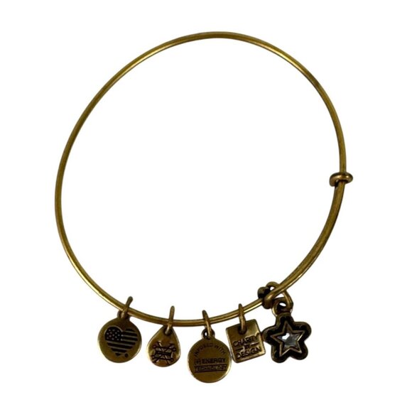 Alex and Ani Star Charm Gold Tone Bangle Braclet Made in the USA - Picture 1 of 5